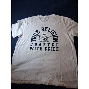 True Religion Brand Jeans Logo Tee Shirt White Spellout Men's 3XL Casual